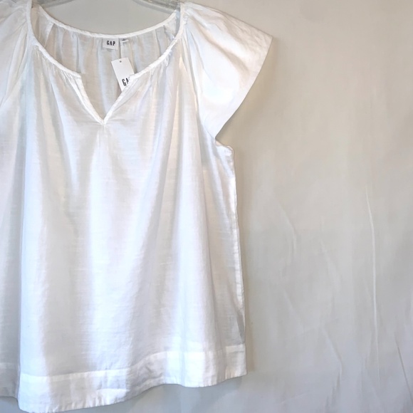 GAP Womens White V-Neck Short Flutter Sleeve Blouse Size Small - Picture 3 of 8